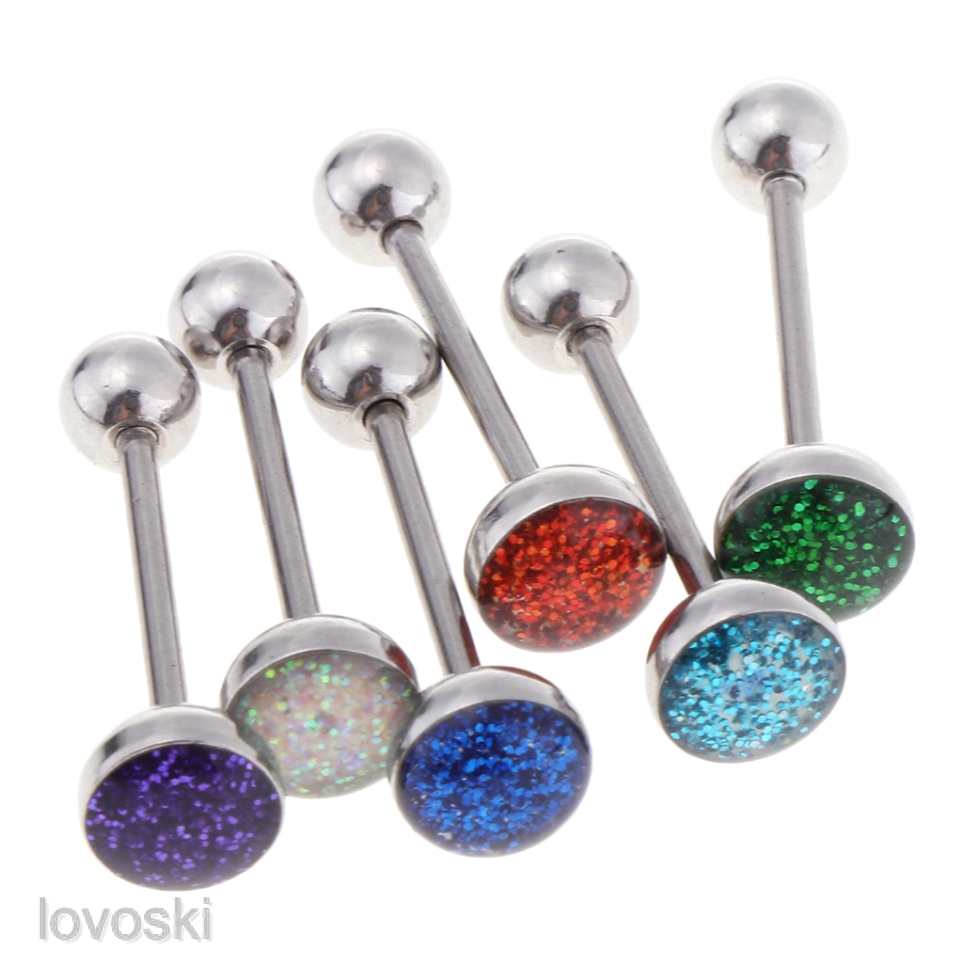 Set 6 Khuyên Rốn / Lưỡi / Môi / Lưỡi Bằng Thép Không Gỉ 14g