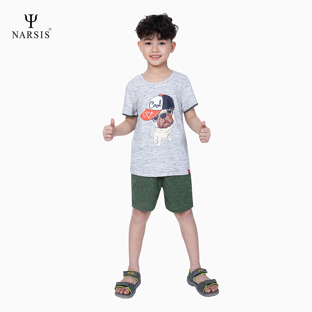 Bộ đồ hè bé trai Narsis KE0028 ghi xanh lá