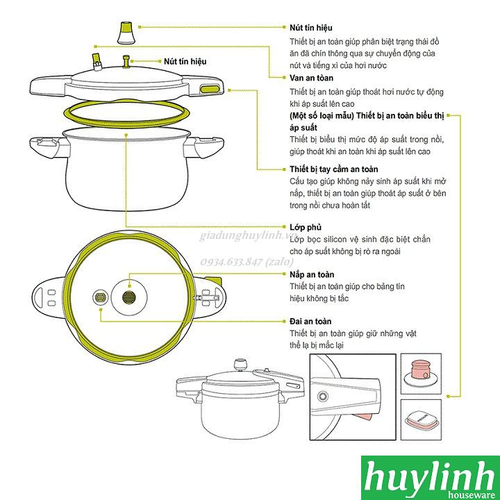 [Mã ELHAMS5 giảm 6% đơn 300K] Nồi áp suất Inox PoongNyun SQS11-22C - 4.5 lít - Made in Hàn Quốc