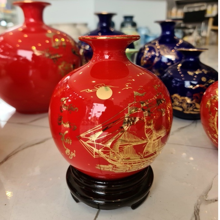 Bình hút lộc, bình hút tài lộc Thuận buồm xuôi gió gốm sứ bát tràng làm quà tặng khai trương