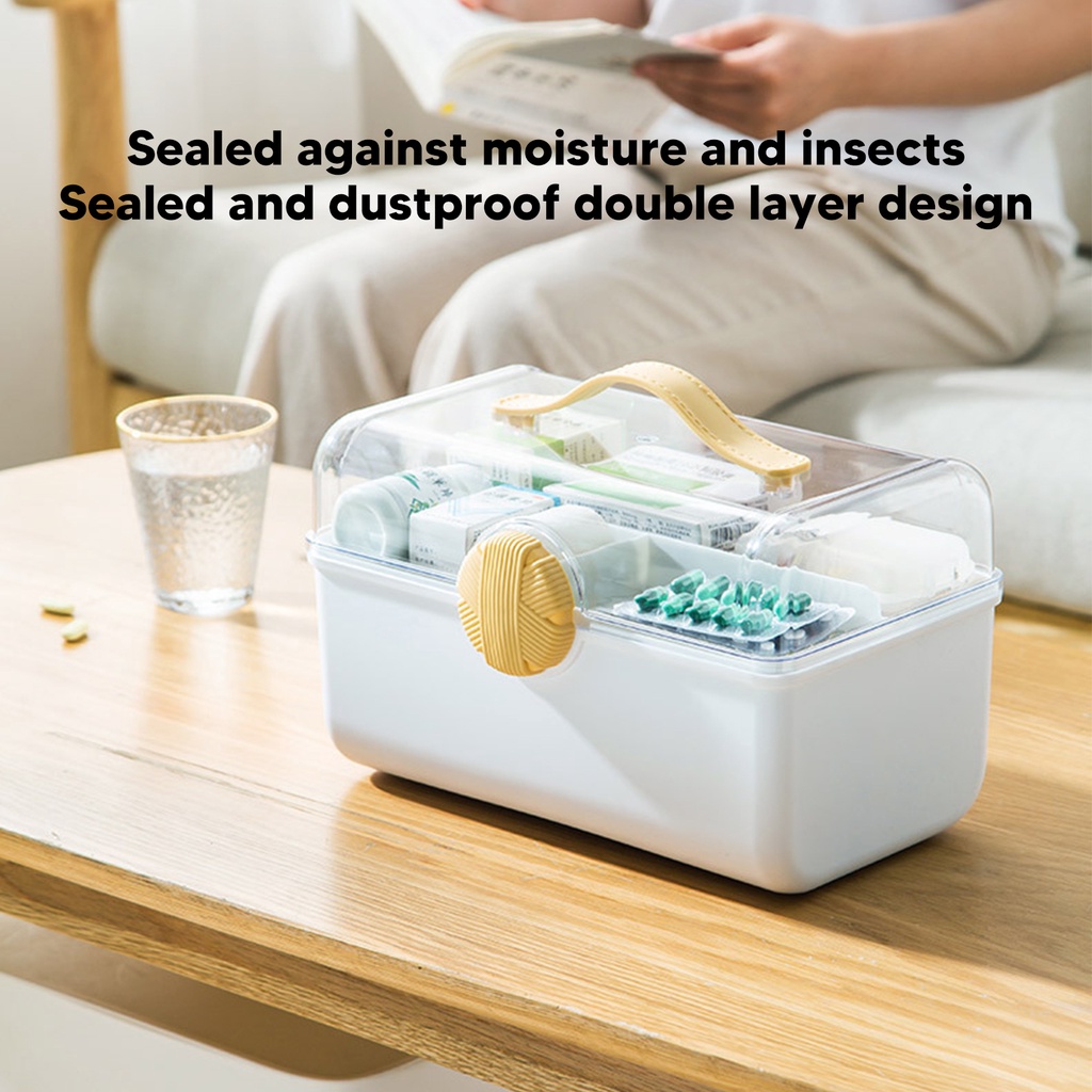 Hộp Đựng Đồ 2 Tầng Sức Chứa Lớn Thiết Kế 2 Tầng Với Nắp Trong Suốt Và Khóa Xoay Cho Văn Phòng