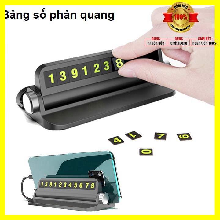 Bảng số điện thoại kiêm giá đỡ điện thoại trên taplo ô tô, xe hơi số phản quang BSDT-Z1