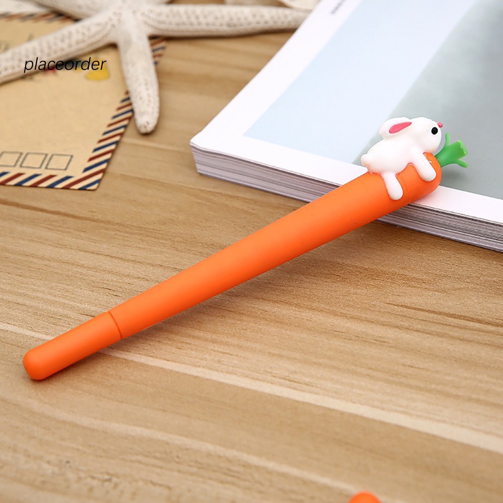 Cute Carrot Rabbit Silicone 0.5mm Black Ink Gel Pen Students Stationery Supplies