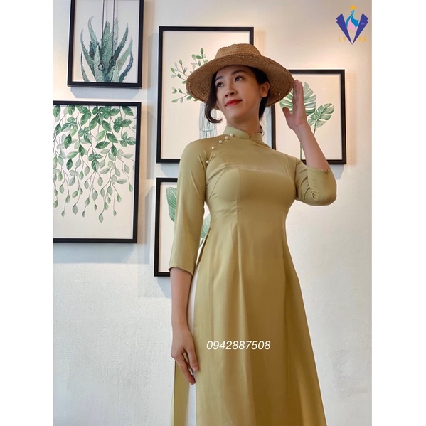 Áo dài cách tân nữ, áo dài đính hạt cúc trai đẹp nhẹ nhàng, thanh lịch nhiều màu
