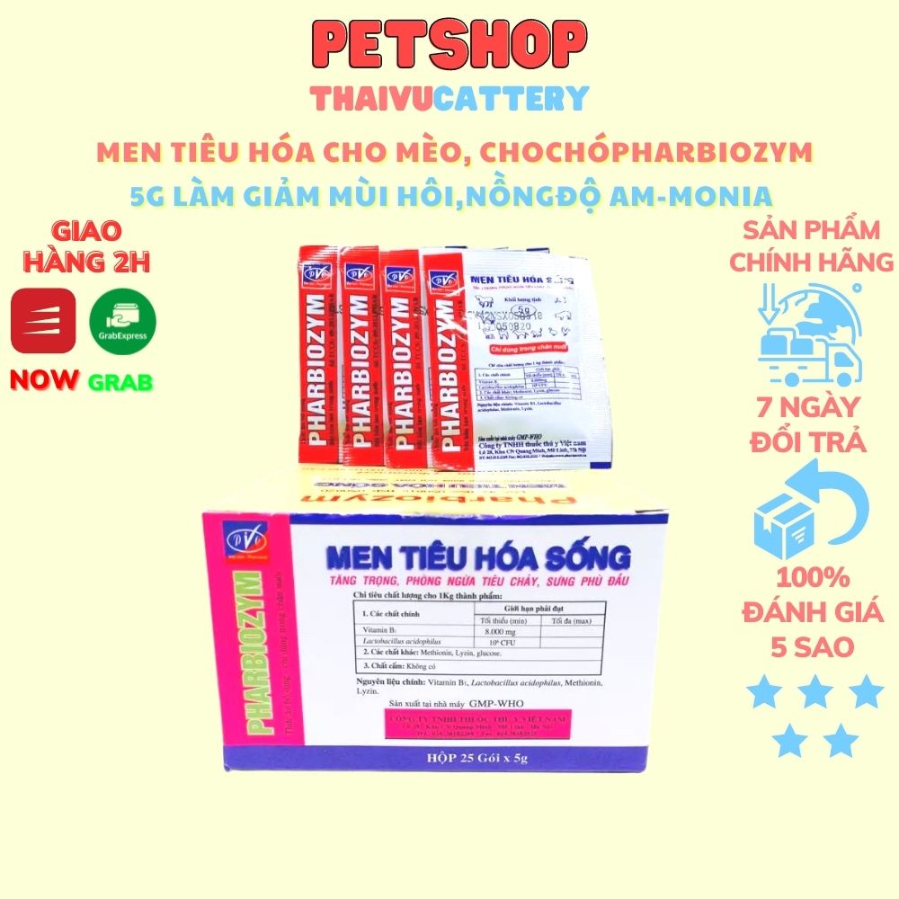 Men tiêu hóa cho mèo, cho chó Pharbiozym 5g
