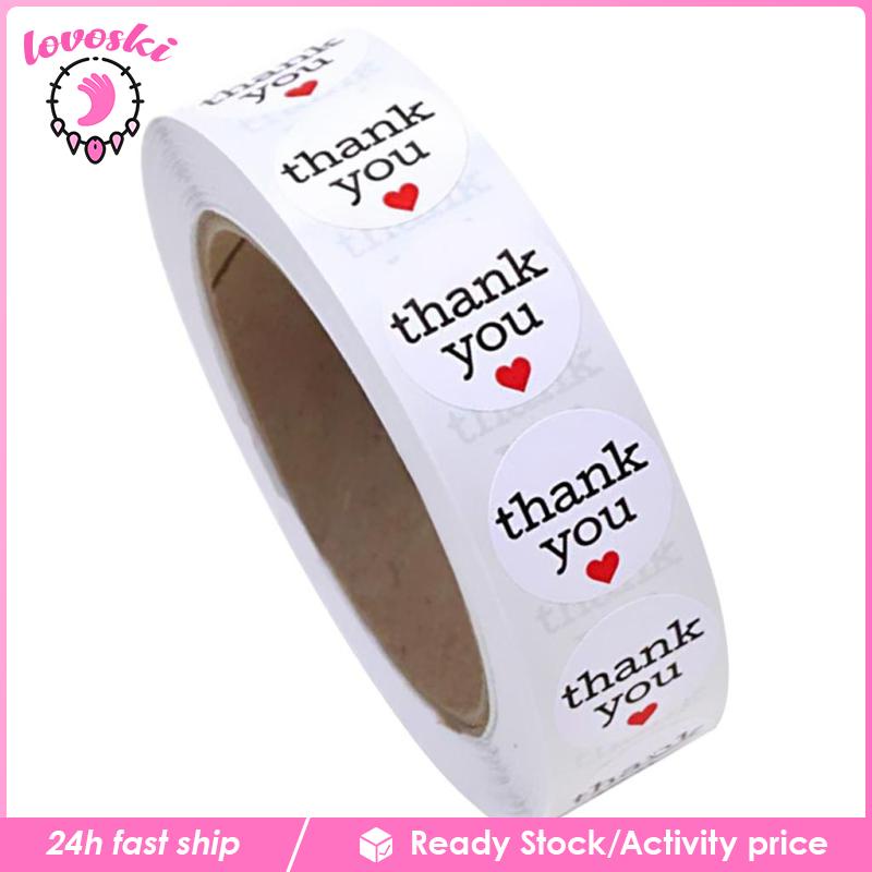 Cuộn 500 Nhãn Dán Thank You Màu Trắng Đen