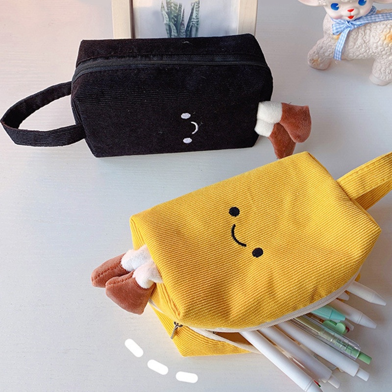 Túi Đựng Bút / Mỹ Phẩm Sức Chứa Lớn Bằng Vải Nhung Có Tay Cầm Dành Cho Người Lớn Và Trẻ Em