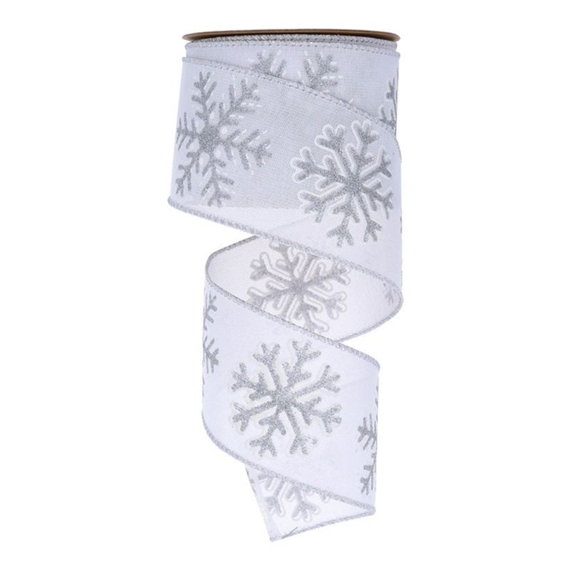 Cuộn Dây Ruy Băng Đỏ In Họa Tiết Hoa Tuyết Trang Trí Giáng Sinh DIY