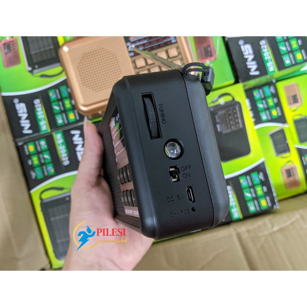 ⚡ Đài FM Radio NNS NS-2042S năng lượng mặt trời kết nối bluetooth, thẻ nhớ, FM/AM/SW/BT/USB/TF
