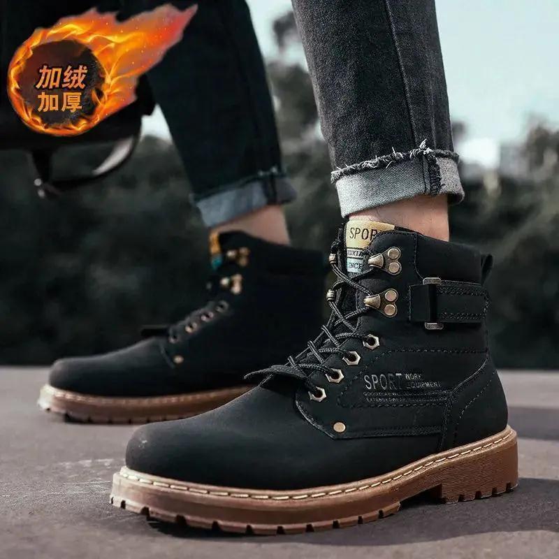 Giày Bốt Martin Chất Liệu Cotton Chống Mòn Giữ Ấm Tốt Thời Trang Cho Nam Size 38-46 2022