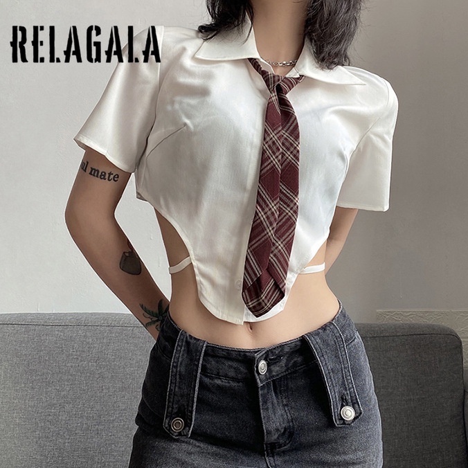 Áo Croptop Tay Ngắn Màu Trơn Dáng Ôm Thời Trang Xinh Xắn Cho Nữ