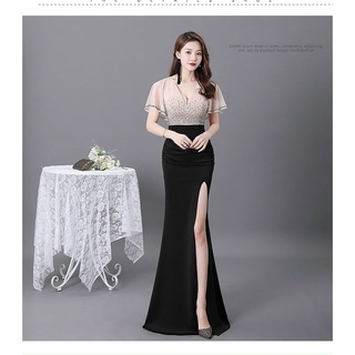 Đầm Dạ Hội Đính Đá Cao Cấp MSP340 - Váy Dạ Hội Thun Phối Voan Quảng Châu Cao Cấp Sang Trọng Kiêu Sa