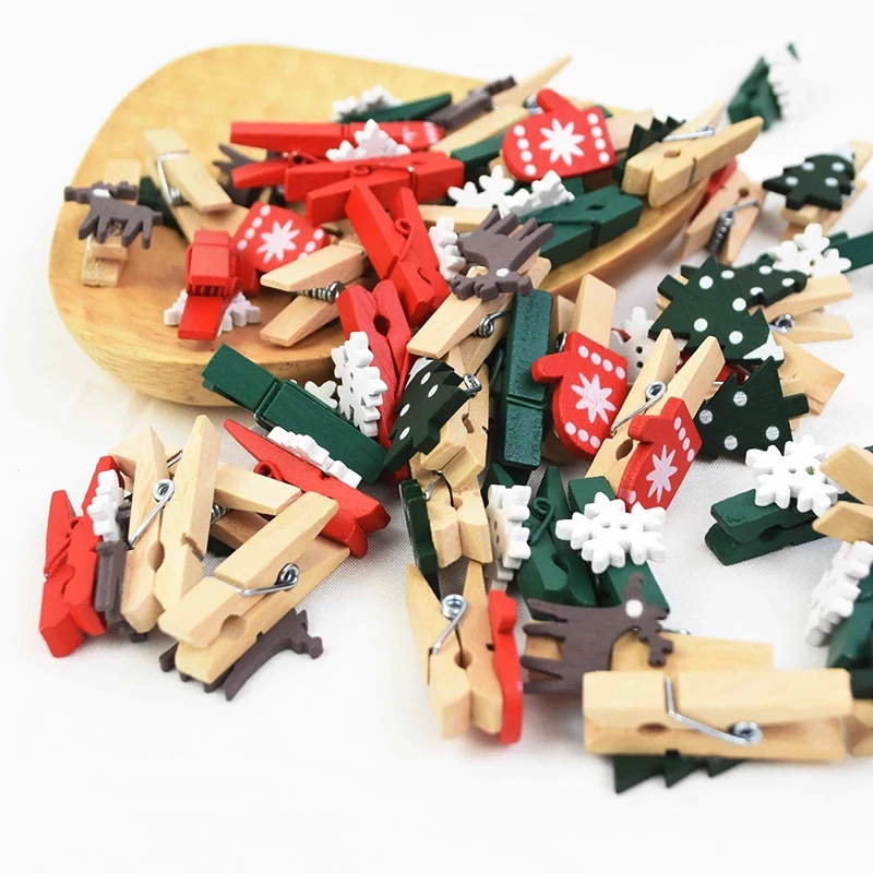 Set 10 kẹp gỗ treo ảnh trang trí giáng sinh