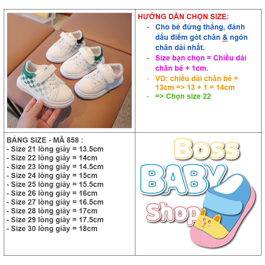 Giày thể thao bé trai bé trai 2-6 tuổi quai ngang siêu nhẹ thời trang phong cách cho bé ( 858 )