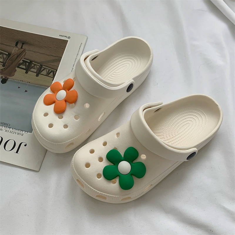 Dép Sandal Đế Dày Đục Lỗ Họa Tiết Hoa Hoạt Hình Dễ Thương Thời Trang Mùa Hè Cho Nữ