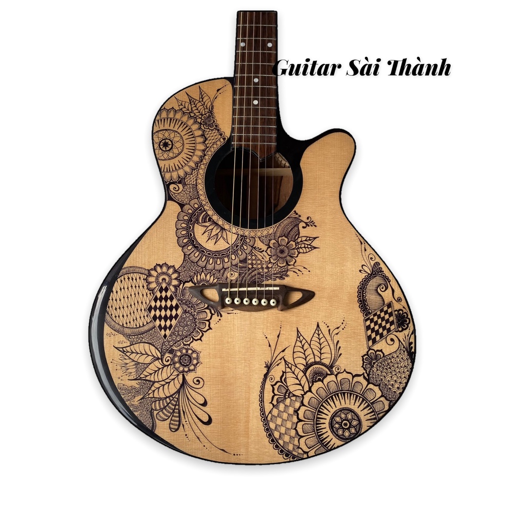 Đàn Guitar Acoustic Custom Khắc CNC Top Theo Yêu Cầu