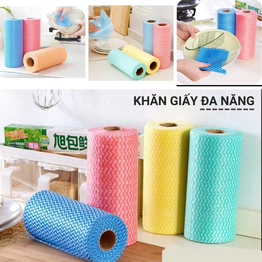 Cuộn khăn giấy lau đa năng lau chén dĩa cao cấp siêu thấm có thể tái sử dụng chất vải không dệt màu ngẫu nhiên Angola