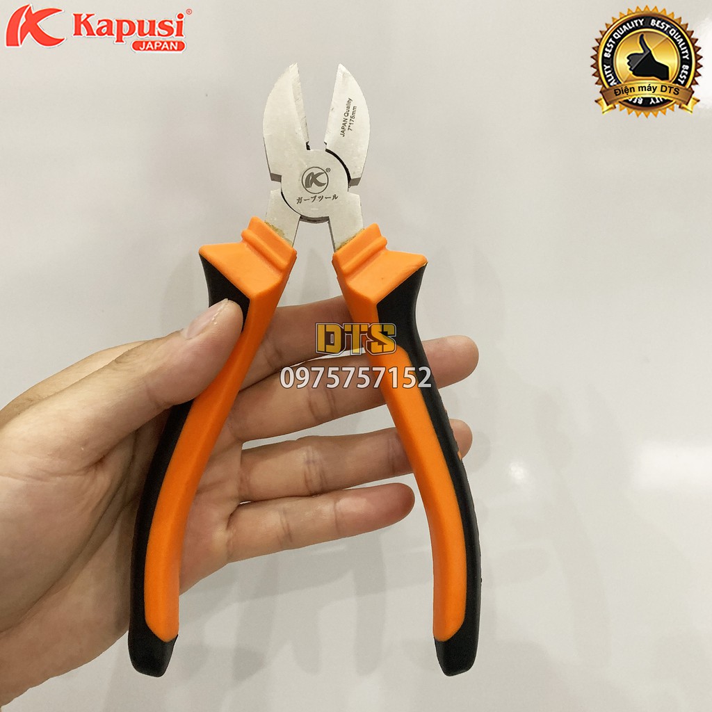 Kìm cắt công nghiệp kiểu Nhật Kapusi JAPAN 7 inch, hợp kim thép Niken cao cấp, thiết kế tiên tiến tiết kiệm 30% lực bấm