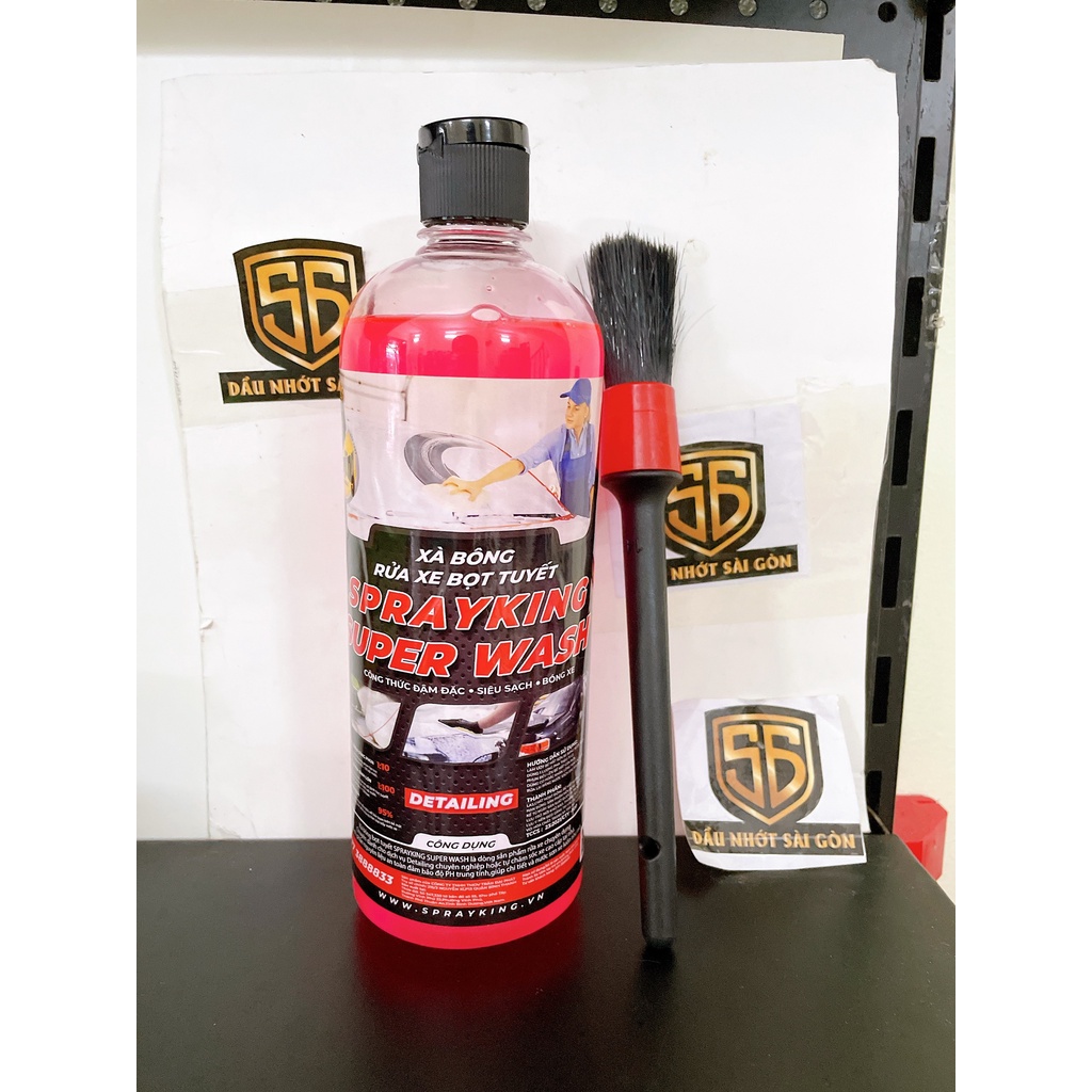 [Kèm cọ] Nước rửa xe xà bông rửa xe Sprayking Super wash chai 1L