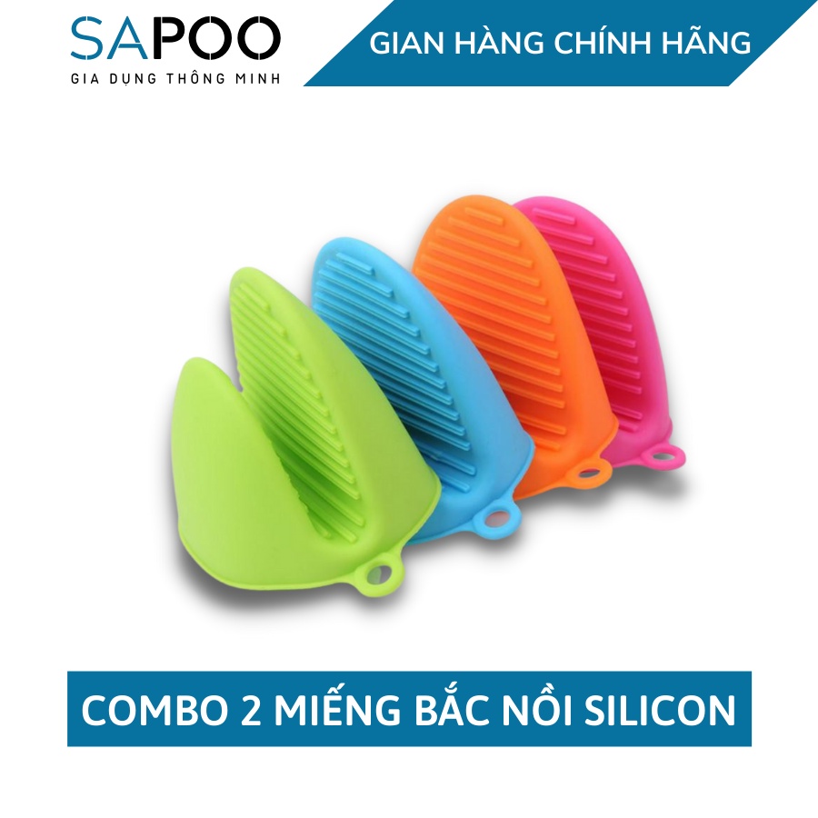 Set 2 miếng nhấc nồi - Lót tay nhấc nồi cao silicon cách nhiệt chịu nóng nhiều màu - Gia Dụng SAPOO