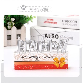 Phụ kiện trang trí bánh sinh nhật_Nến HPBD bạc