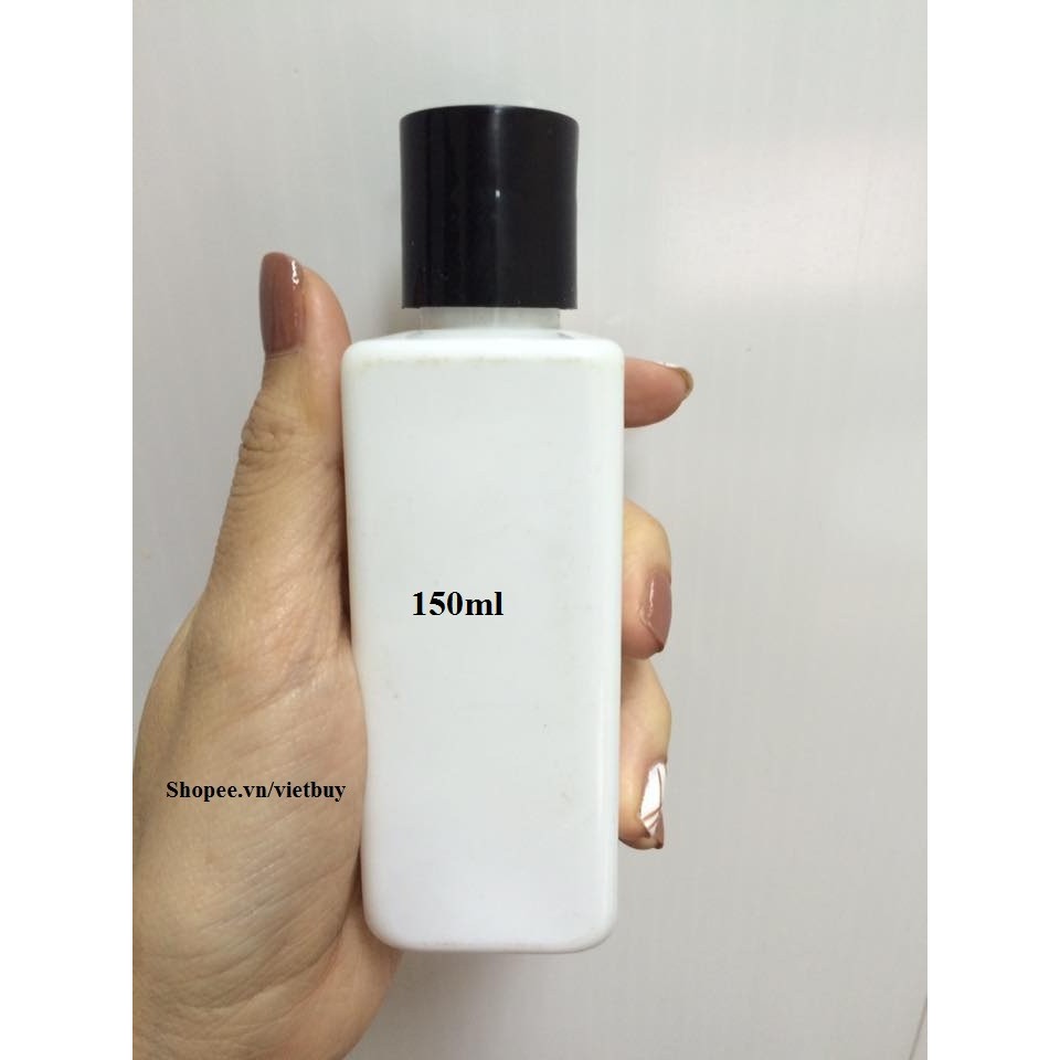 Chai nhựa trắng vuông nắp press 150ml