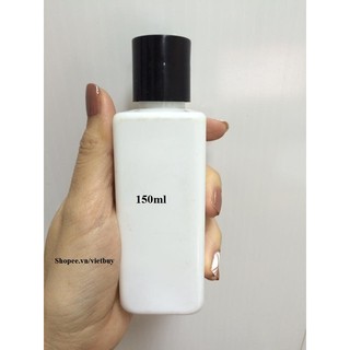 Chai nhựa trắng vuông nắp press 150ml