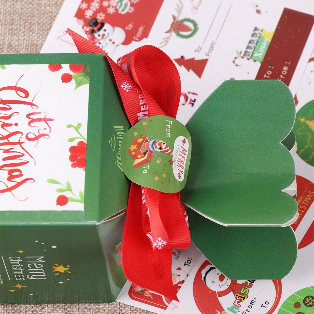 Bộ 120 Miếng Dán Hình Tròn Họa Tiết Người Tuyết Trang Trí Hộp Kẹo