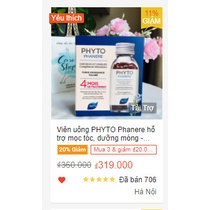 [Bill Pháp] Viên uống PHYTO Phanere hỗ trợ mọc tóc, dưỡng móng - hộp 120v Phytophanere