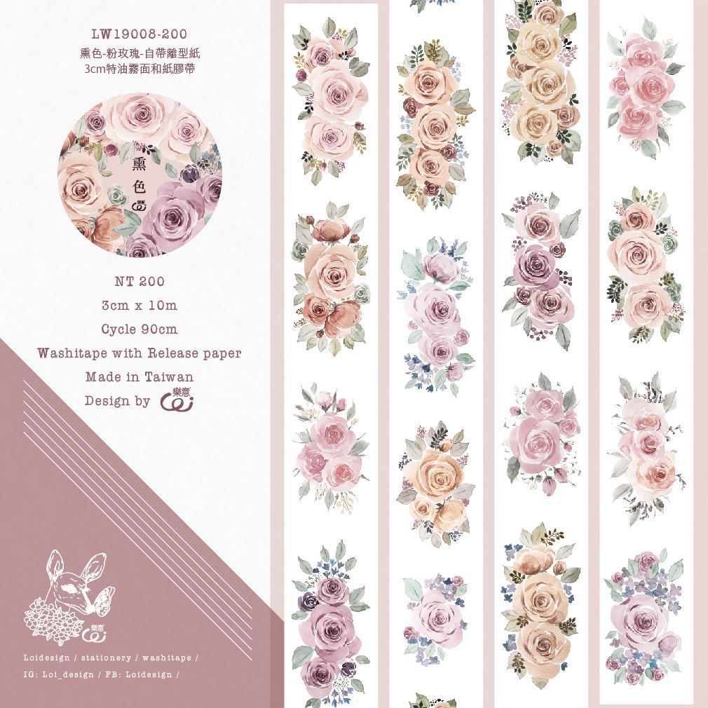 Sâu Nery - Băng dán trang trí washi tape hoa hồng nhỏ by Loi Design