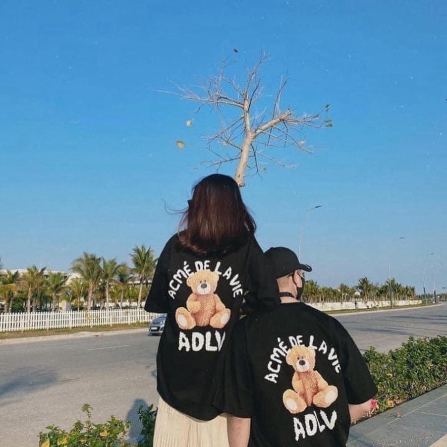 Áo Phông Gấu ADLV from rộng ,áo cổ tròn chất cotton mát AS011