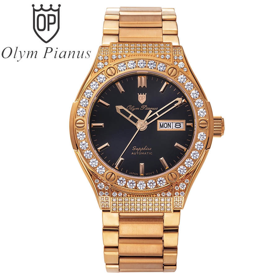 Đồng hồ nam dây kim loại chính hãng Olym Pianus OP990-45 OP990-45ADDGR đen