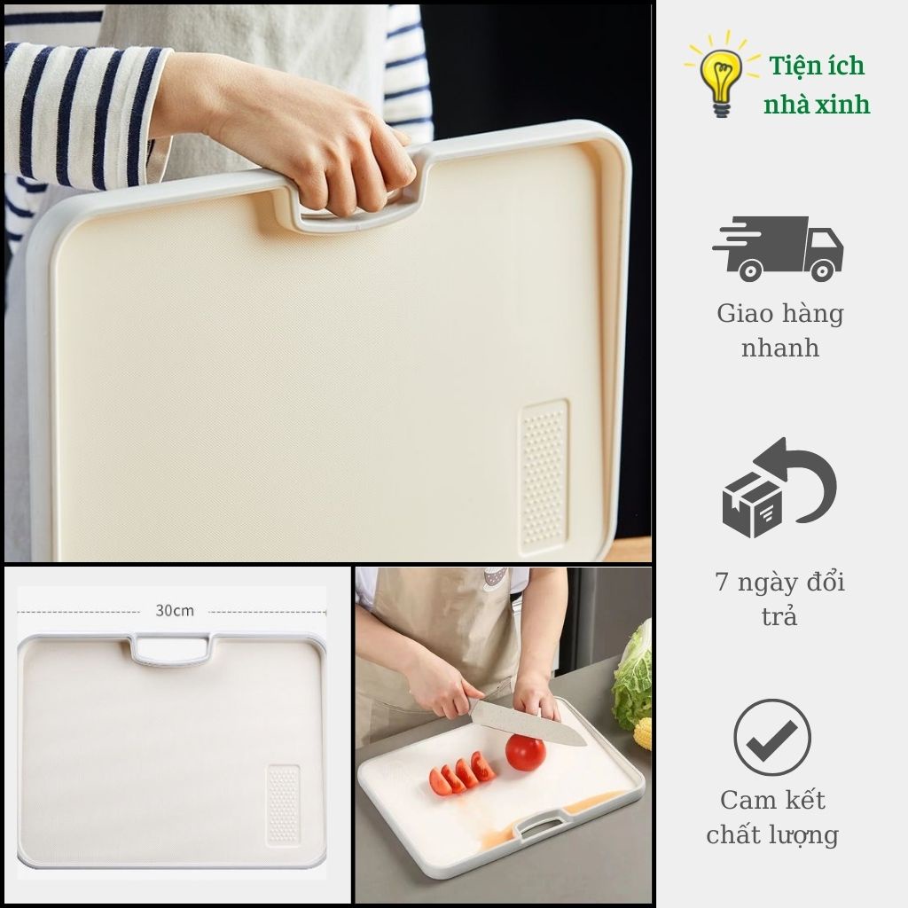 Thớt Kháng Khuẩn Sử Dụng 2 Mặt Nhựa PP Chống Tràn Nước Tiện Dụng
