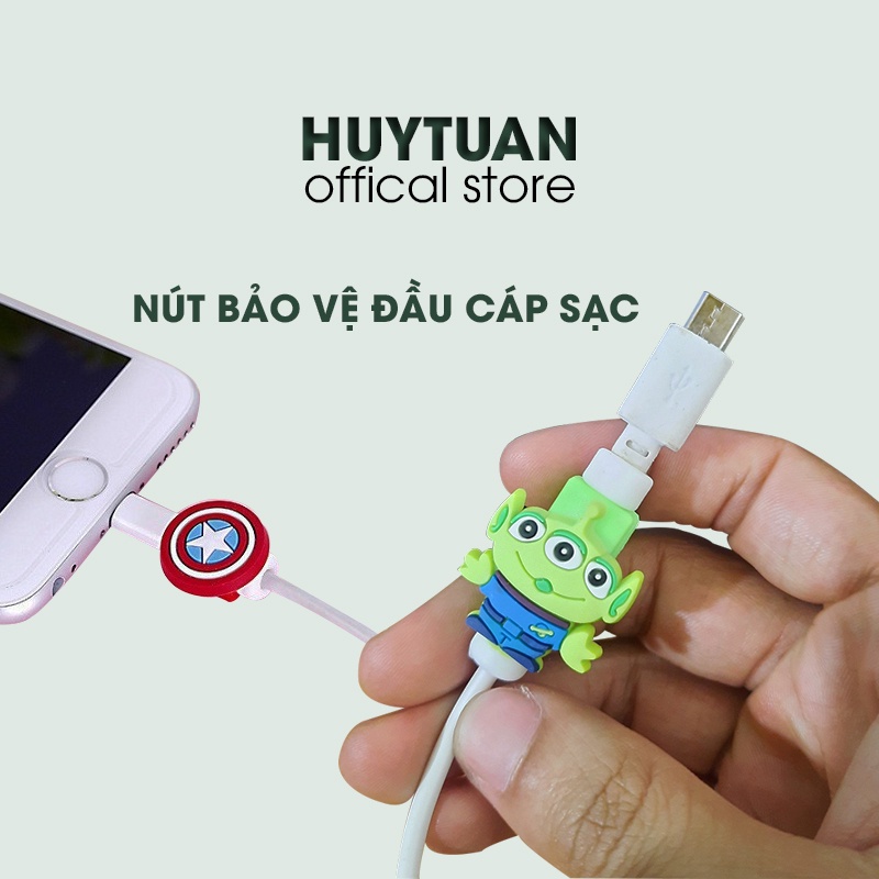 Nút gắn bảo vệ đầu cáp sạc, dây tai nghe họa tiết hoạt hình ngộ nghĩnh chống đứt cáp (BVS02)