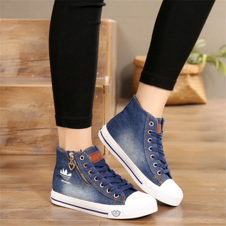 Giày Thể Thao Vải denim Cổ Thấp Thời Trang Hàn Quốc Mới