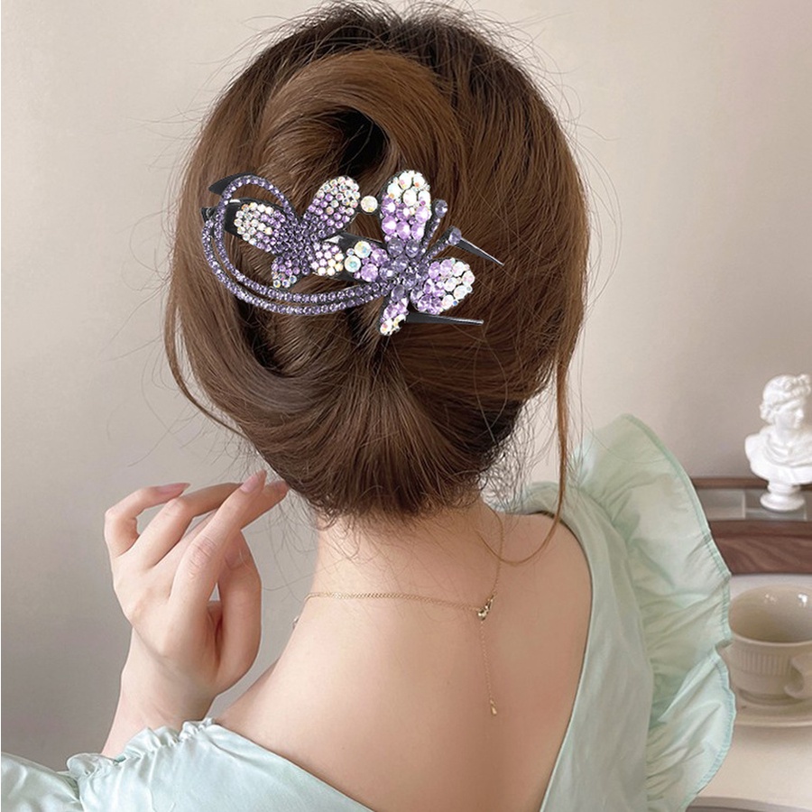 Kẹp Tóc Hình Bướm / Vịt Đính Đá Pha Lê Phong Cách Hàn Quốc