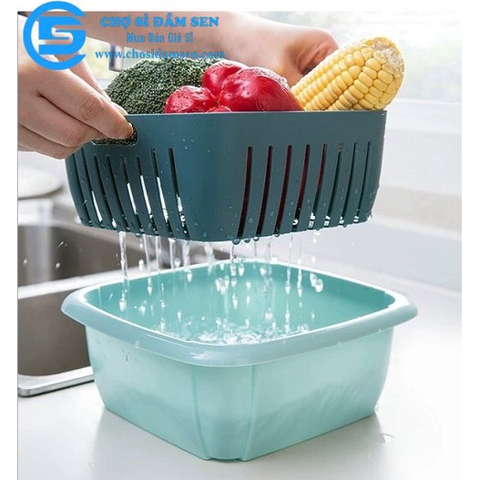 Bộ thau rổ đựng thực phẩm 2 trong 1 tiện lợi, hộp thau rổ đựng trái cây có nắp đậy G278-BoThauRo