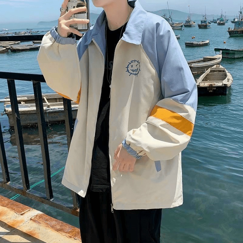 Áo khoác dù bomber form rộng in mặt trời nhỏ siêu đẹp - phong cách hàn quốc thời trang y hình KME FASHION