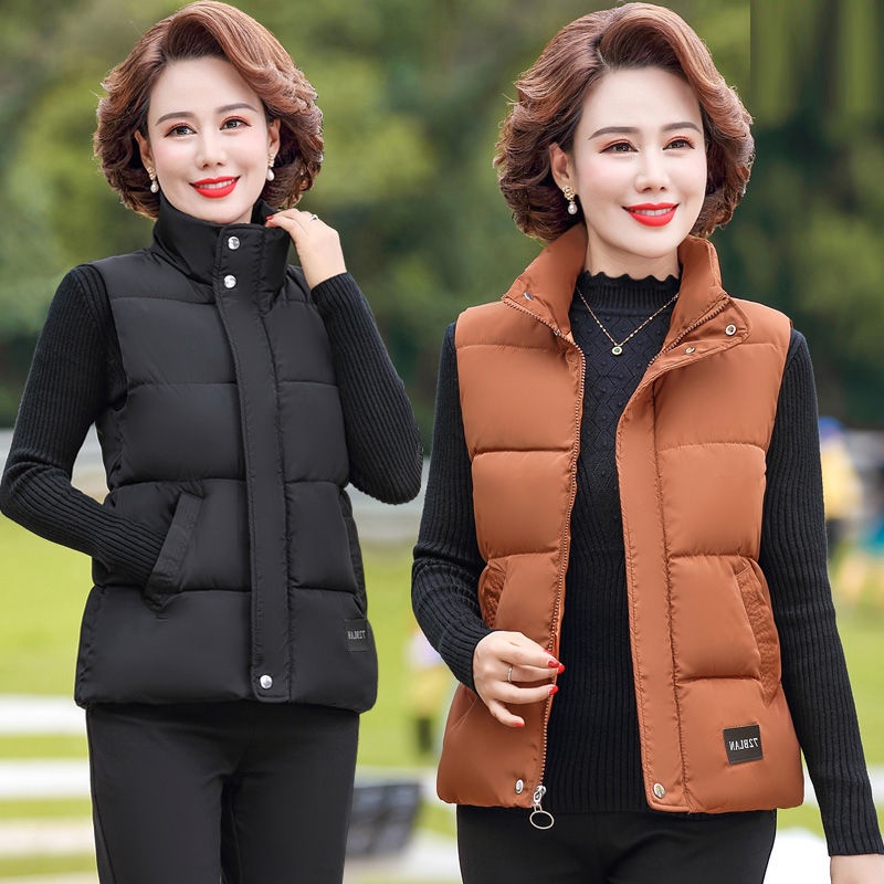 Mẹ trung niên mặc mùa đông 40 tuổi 50 tuổi ngắn kiểu phương tây áo khoác đệm bông cho người trung niên và người già cùng