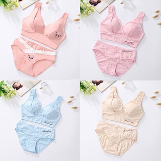Sét đồ lót bầu hoạ tiết gấu chất cotton 100% mặc bầu và sau sinh