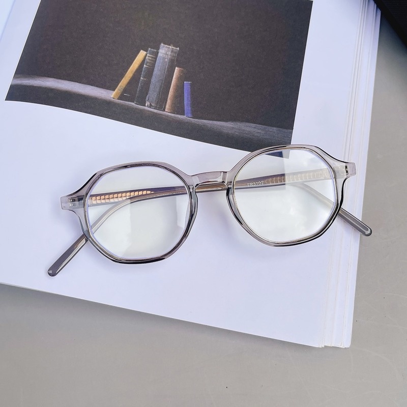 Mắt Kính Hình Oval TR90 Lõi Đa Giác Chống Ánh Sáng Xanh Thời Trang Hàn Quốc