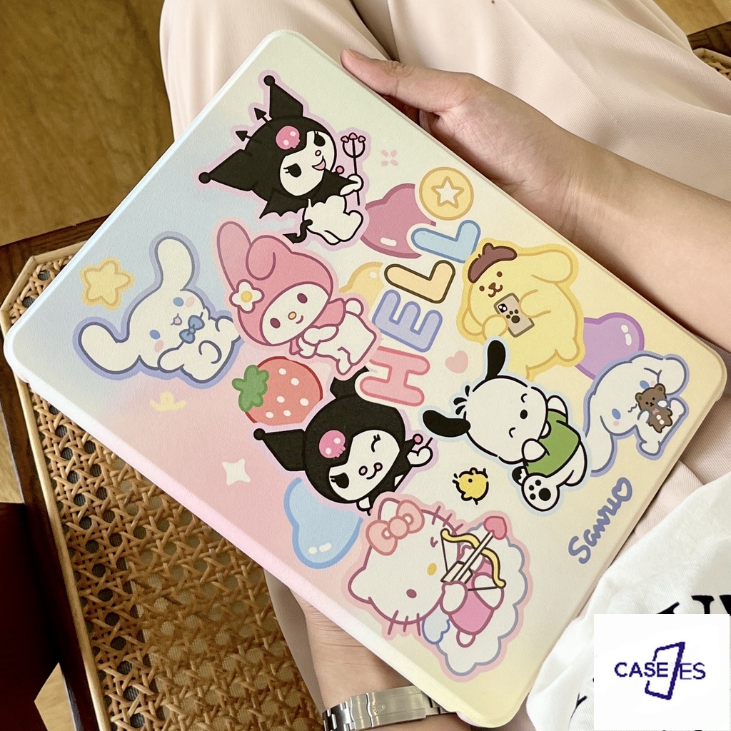 SANRIO Ốp Máy Tính Bảng Silicon Có Vòng Xoay Cho iPad 2019 10.2 air 4 10.9 9.7 Inch Pro 11 18 8th Gen 17