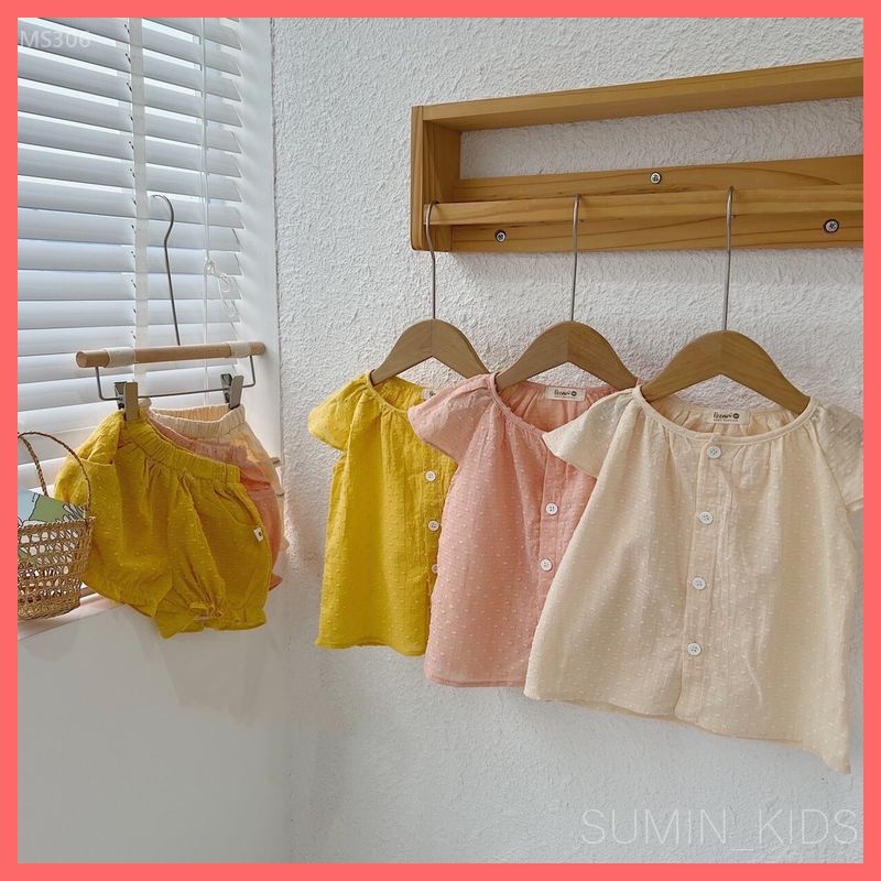 Bộ cộc tay bé gái - Thời trang trẻ em Sumin Kids - Set cotton mùa hè cho bé