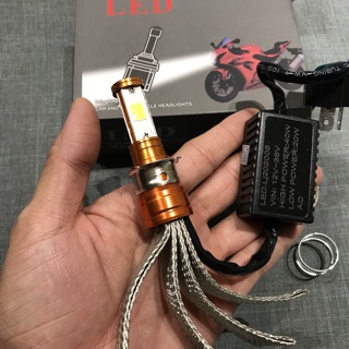 Đèn Pha Led 3 Tim Chân H4,M5 Ánh Sáng Trắng