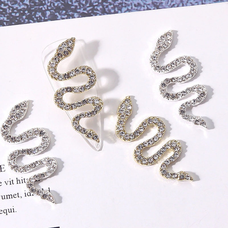 Phụ Kiện Trang Trí Móng Tay Hình Rắn Mạ Vàng Đính Đá Lấp Lánh