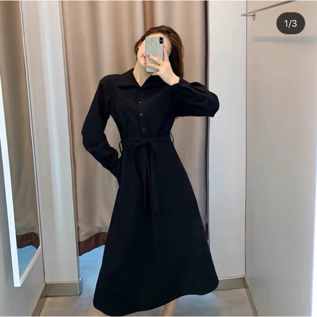 VÁY SƠ MI ĐEN DÁNG DÀI