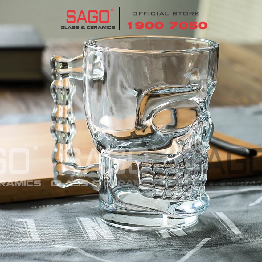 Ly Thủy Tinh Deli Skull Beer Mug 540ml | ZB309 , Ly uống Bia Cao Cấp