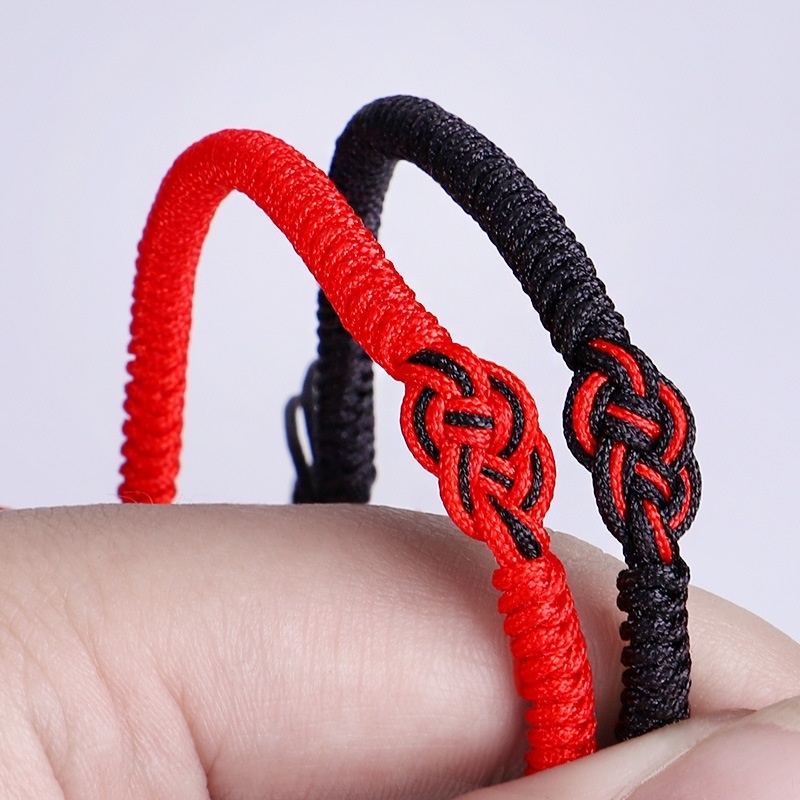 Vòng Tay Dây Bện Màu Đỏ Đen May Mắn Cho Cặp Đôi