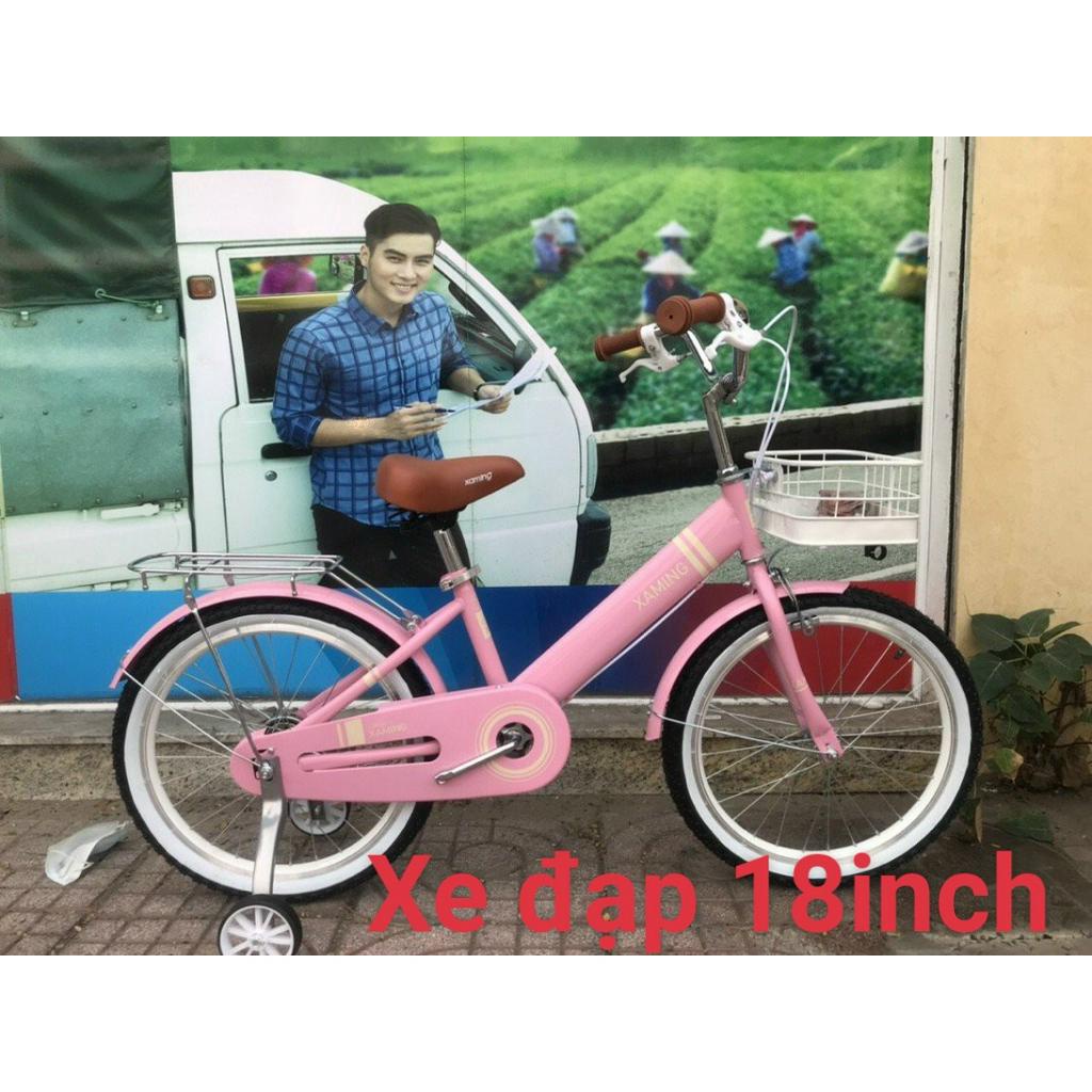 Xe đạp màu hồng bánh 18inch cho bé gái 6-9 tuổi ( lắp ráp sẵn hoàn chỉnh)