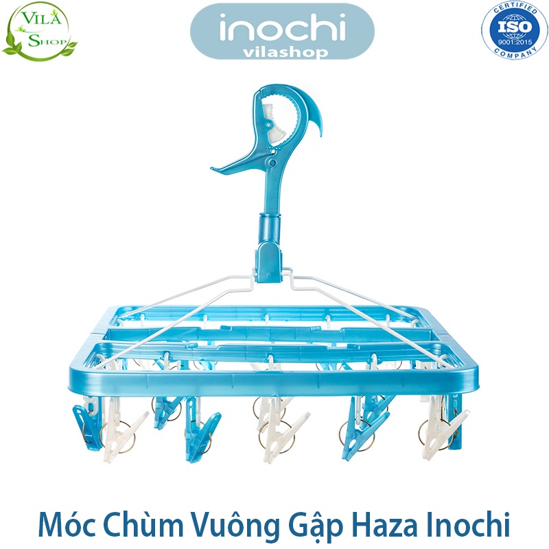 Móc Chùm Phơi Quần Áo, Móc Chùm Vuông Gập Haza, Móc Quần Áo Trẻ Em Nhựa Cao Cấp Inochi